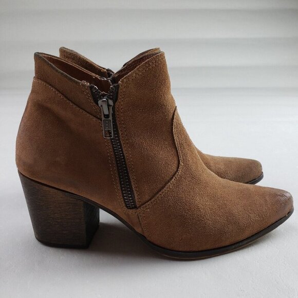 Freebird Rock Suede Ankle Boot Womens 9 Brown Side Zip Heeled Pointed Toe Bootie - Picture 2 of 13